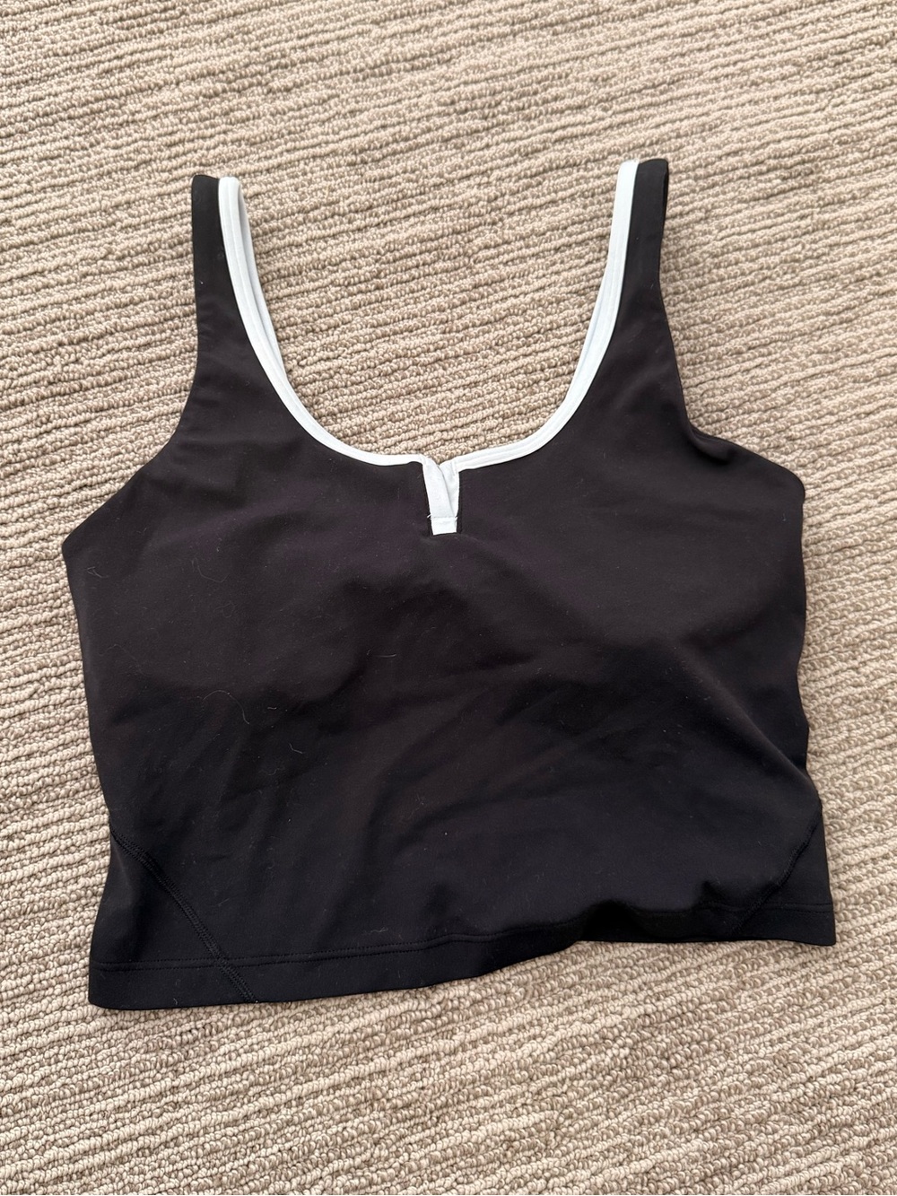 Lululemon Align Tank Black Tank Crop Top with White Trim - Women Tops